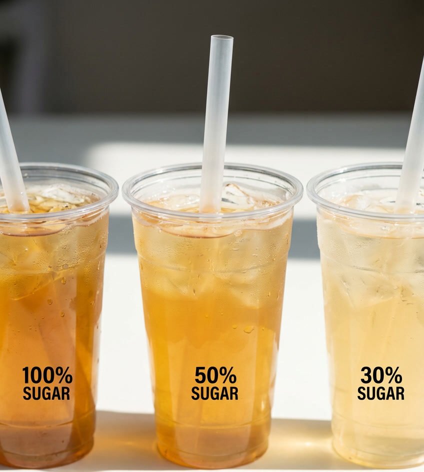 bubble tea sugar levels comparison 100 percent 50 percent 30 percent