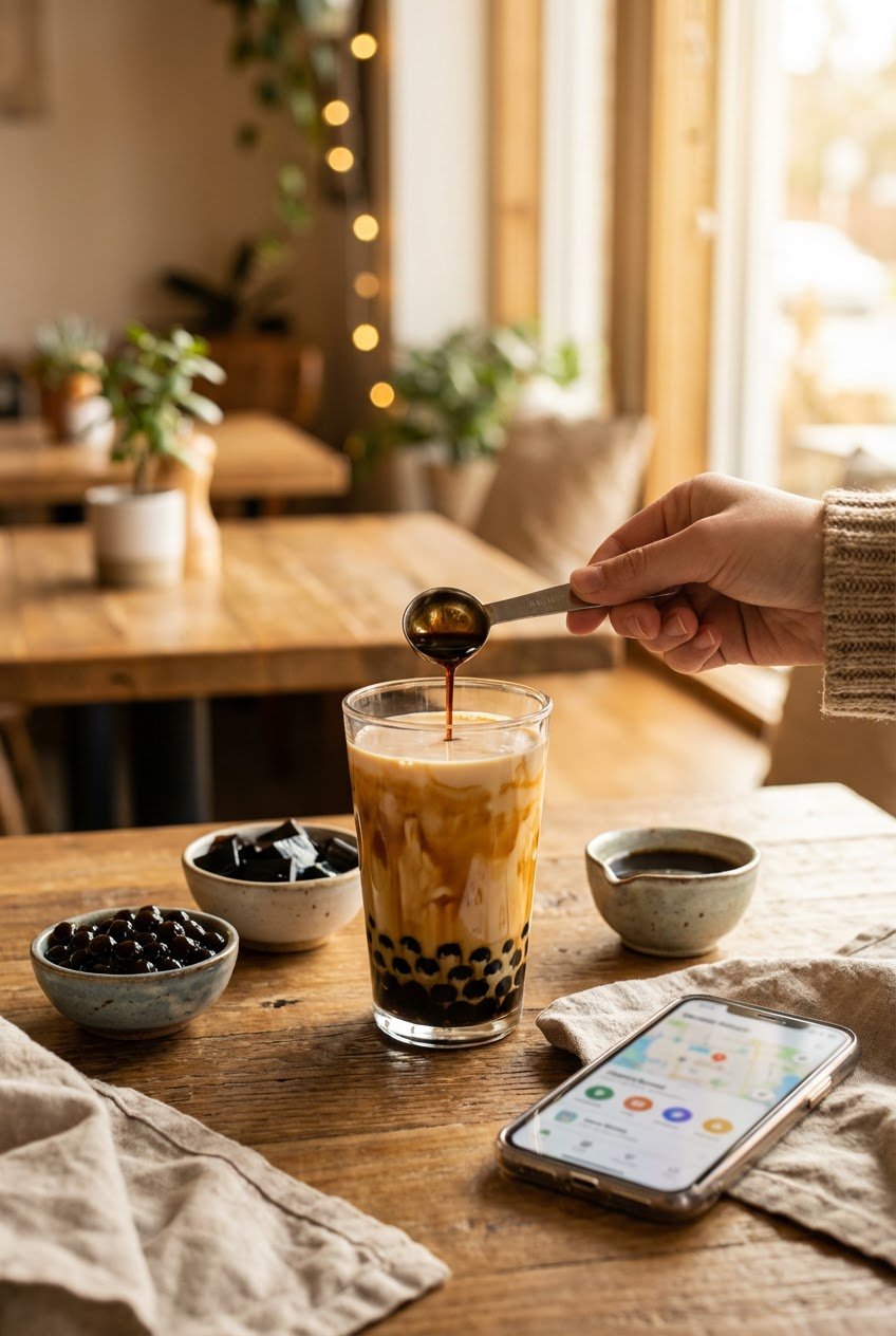 Adding syrup to bubble tea for bubble tea calorie calculator customization guide