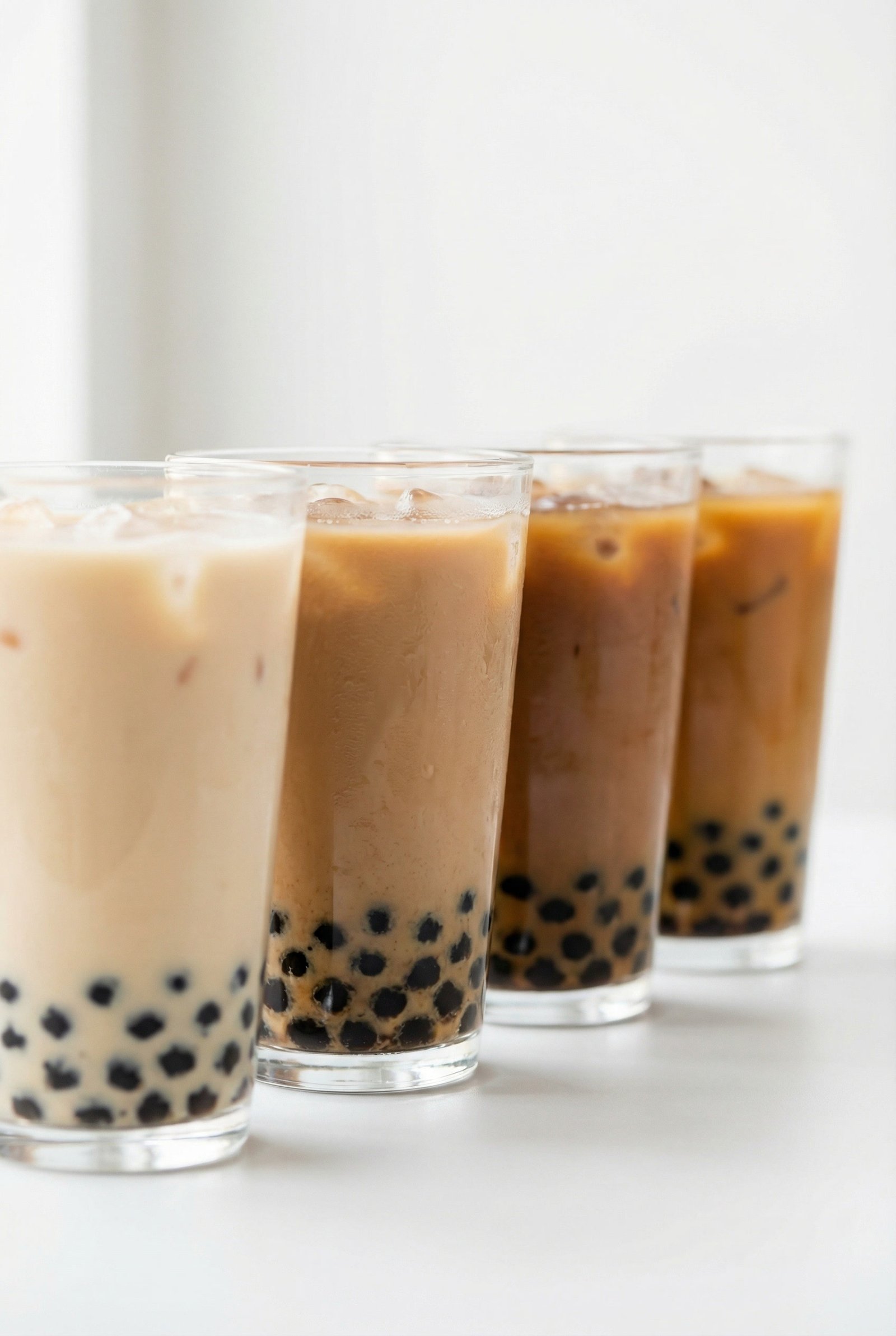 Milk tea color comparison showing how sugar level changes appearance
