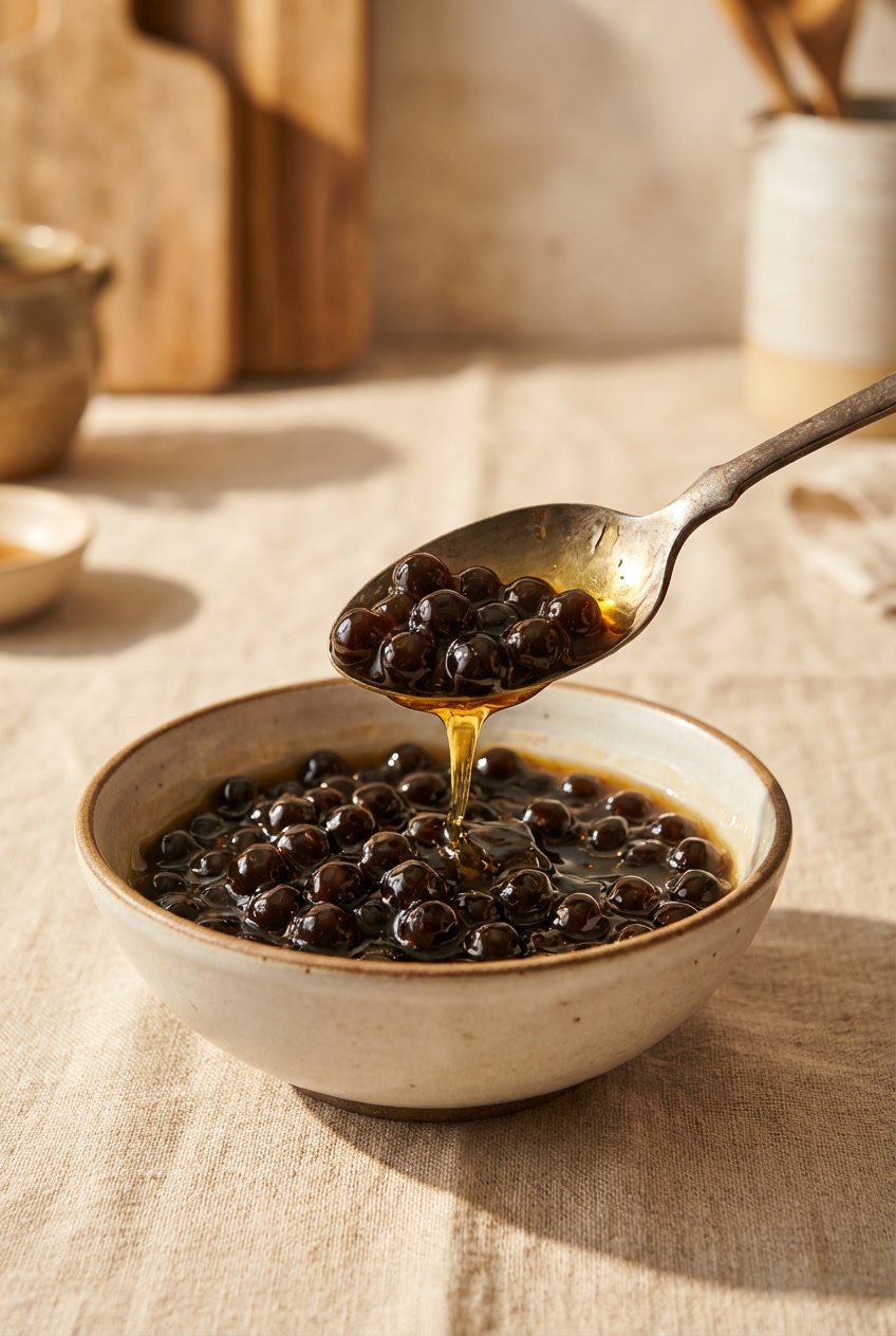 how many calories are in boba pearls soaked in sugar syrup