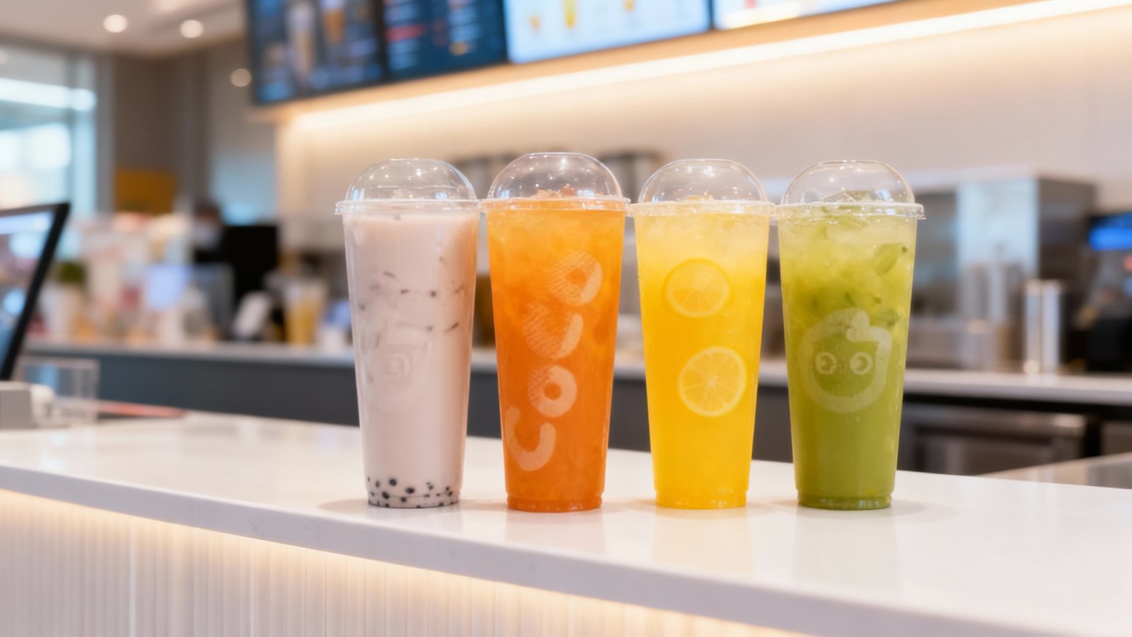 CoCo Fresh bubble tea calorie guide showing milk tea and fruit tea options