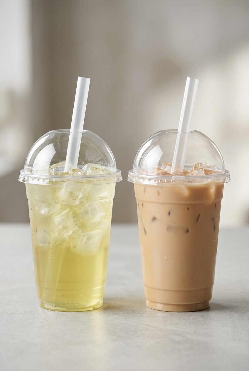 light milk tea and green tea bubble tea drinks with reduced sweetness